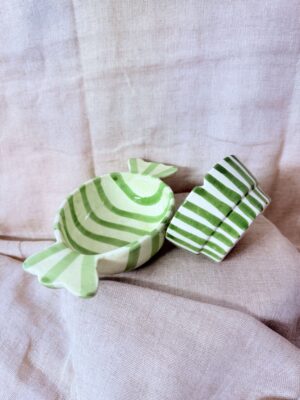 Pichet à rayures vertes Fait et Peint à la Main