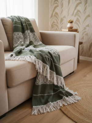 Plaid Artisanal Marocain "Tissage Sapin"